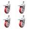 Service Caster 5 Inch Red Polyurethane Swivel 1/2 Inch Stem Caster Set with Total Lock Brake SCC-TSTTL20S514-PPUB-RED-121315-4 - alternate 1